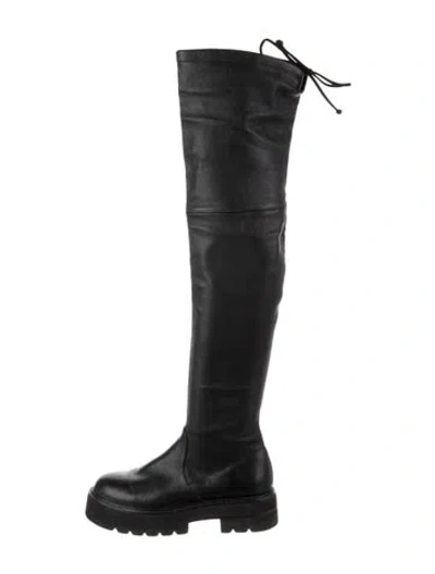 Pre-owned Stuart Weitzman Leather Rain Boots In Black
