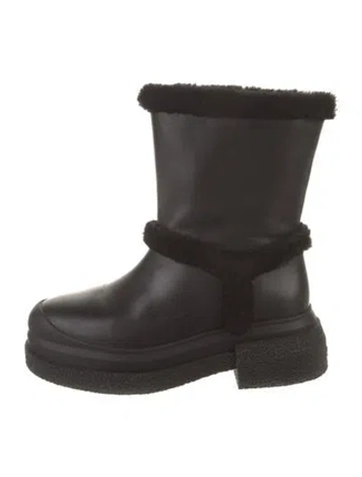 Pre-owned Stuart Weitzman Leather Rain Boots In Black