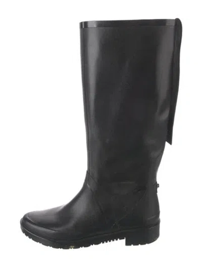 Pre-owned Stuart Weitzman Leather Rain Boots In Black