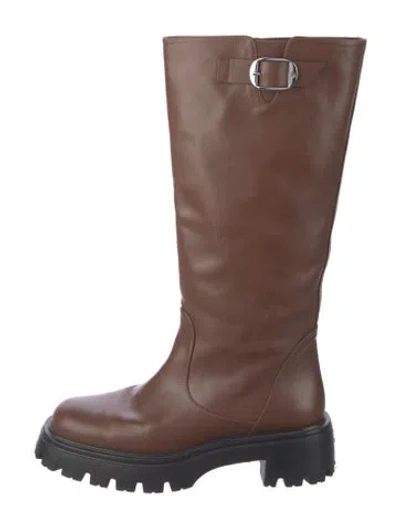 Pre-owned Stuart Weitzman Leather Rain Boots In Brown