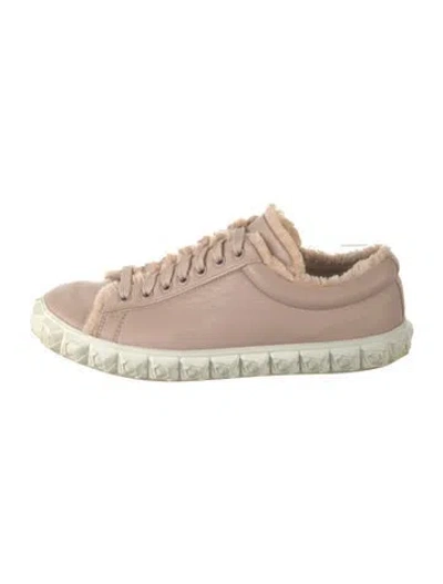 Pre-owned Stuart Weitzman Leather Raw-edge Trim Sneakers In Pink