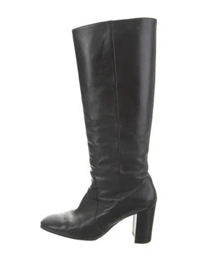Pre-owned Stuart Weitzman Leather Riding Boots In Black