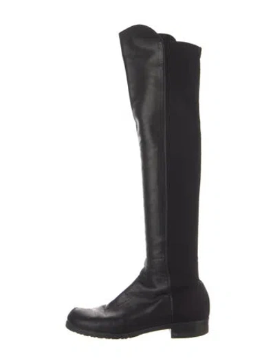 Pre-owned Stuart Weitzman Leather Riding Boots In Black