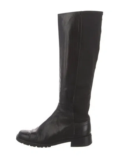 Pre-owned Stuart Weitzman Leather Riding Boots In Black