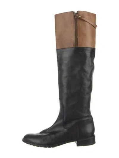 Pre-owned Stuart Weitzman Leather Riding Boots In Black