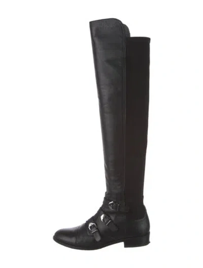 Pre-owned Stuart Weitzman Leather Riding Boots In Black