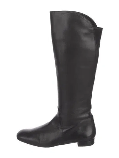 Pre-owned Stuart Weitzman Leather Riding Boots In Black
