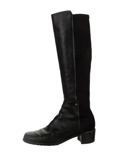 Pre-owned Stuart Weitzman Leather Riding Boots In Black