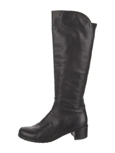 Pre-owned Stuart Weitzman Leather Riding Boots In Black