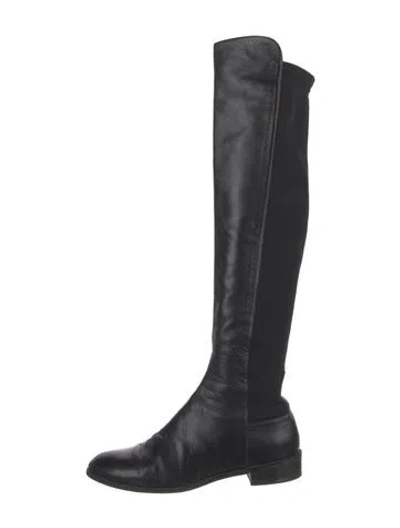 Pre-owned Stuart Weitzman Leather Riding Boots In Black
