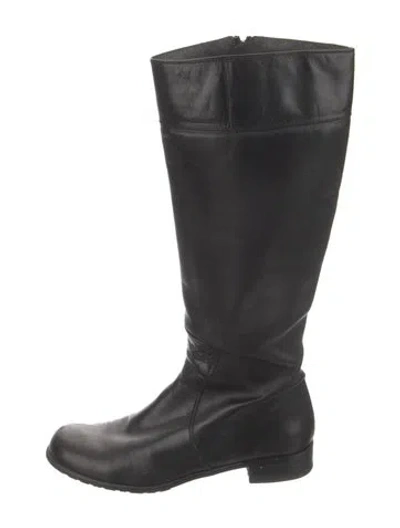 Pre-owned Stuart Weitzman Leather Riding Boots In Black