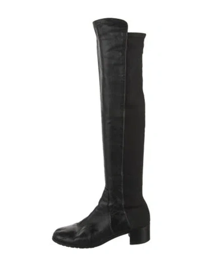 Pre-owned Stuart Weitzman Leather Riding Boots In Black