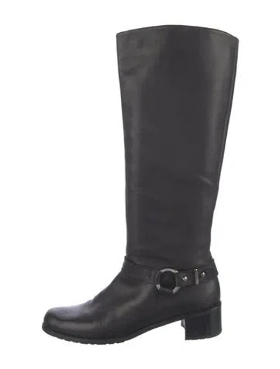 Pre-owned Stuart Weitzman Leather Riding Boots In Black