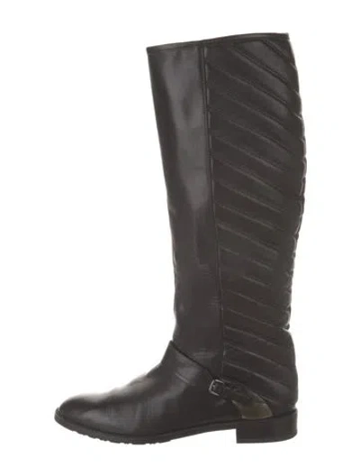 Pre-owned Stuart Weitzman Leather Riding Boots In Black
