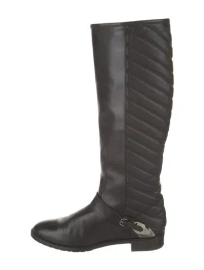 Pre-owned Stuart Weitzman Leather Riding Boots In Black