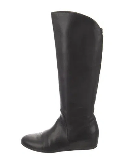 Pre-owned Stuart Weitzman Leather Riding Boots In Black
