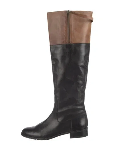 Pre-owned Stuart Weitzman Leather Riding Boots In Black