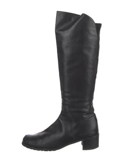 Pre-owned Stuart Weitzman Leather Riding Boots In Black
