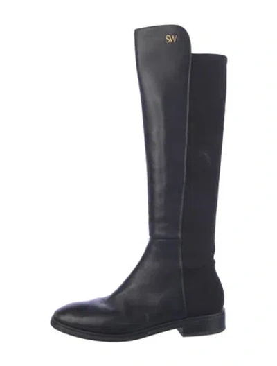 Pre-owned Stuart Weitzman Leather Riding Boots In Black