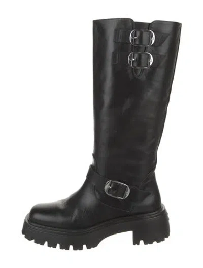 Pre-owned Stuart Weitzman Leather Riding Boots In Black
