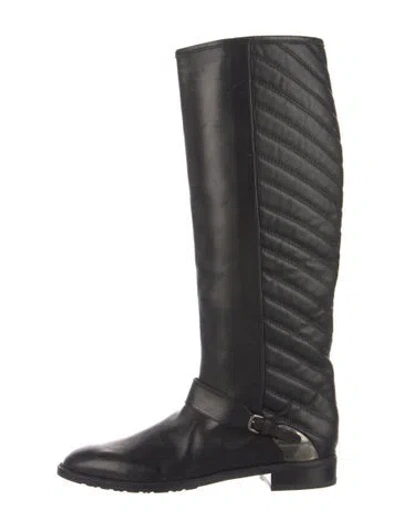 Pre-owned Stuart Weitzman Leather Riding Boots In Black