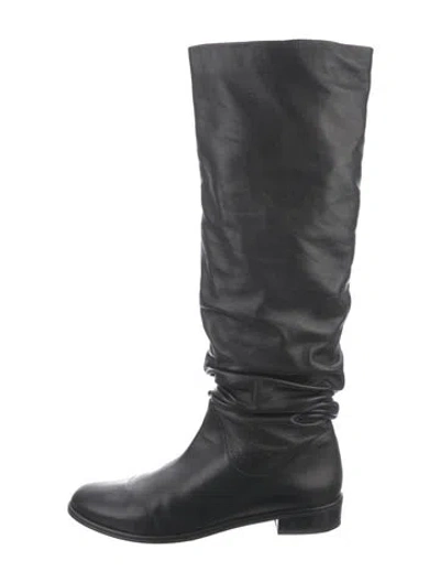 Pre-owned Stuart Weitzman Leather Riding Boots In Black