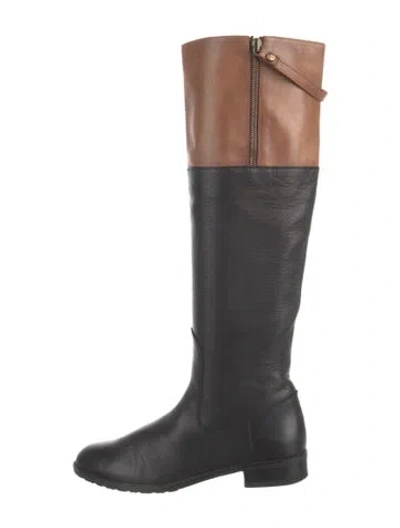 Pre-owned Stuart Weitzman Leather Riding Boots In Black