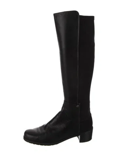 Pre-owned Stuart Weitzman Leather Riding Boots In Black