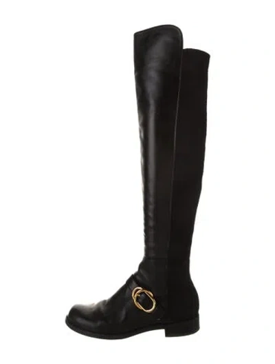 Pre-owned Stuart Weitzman Leather Riding Boots In Black