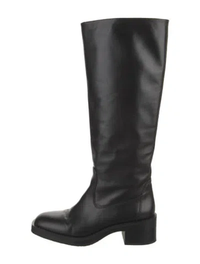 Pre-owned Stuart Weitzman Leather Riding Boots In Black