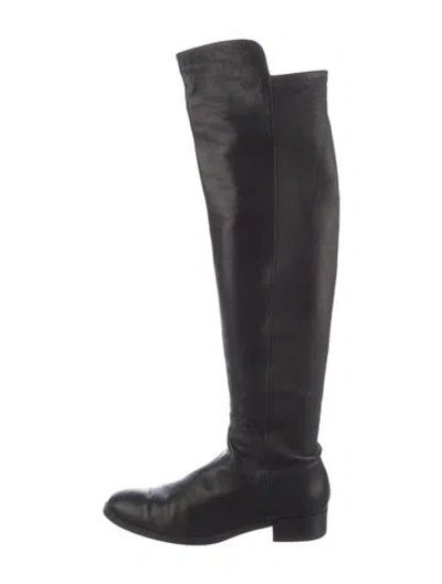 Pre-owned Stuart Weitzman Leather Riding Boots In Black