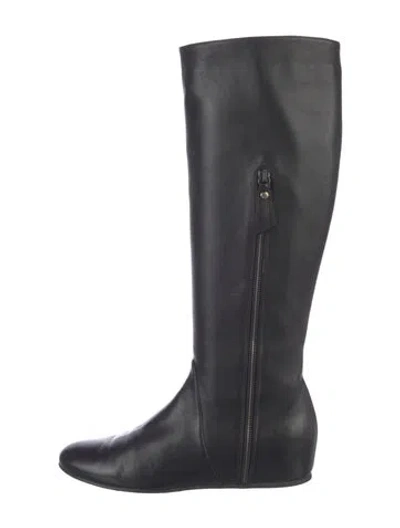 Pre-owned Stuart Weitzman Leather Riding Boots In Black