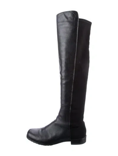 Pre-owned Stuart Weitzman Leather Riding Boots In Black