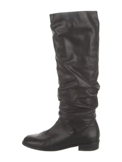 Pre-owned Stuart Weitzman Leather Riding Boots In Black