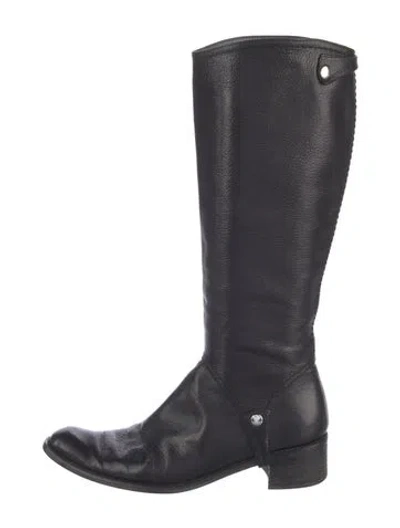 Pre-owned Stuart Weitzman Leather Riding Boots In Black