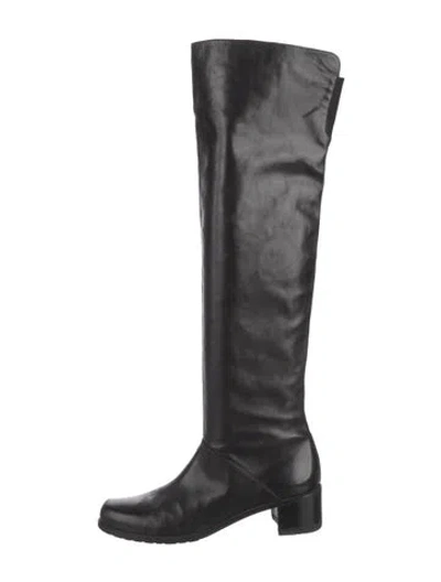 Pre-owned Stuart Weitzman Leather Riding Boots In Black