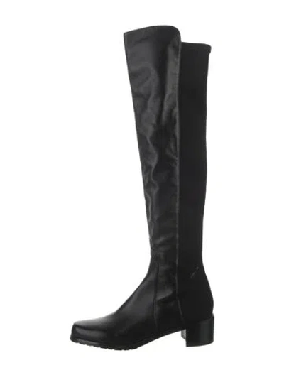 Pre-owned Stuart Weitzman Leather Riding Boots In Black