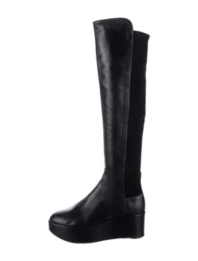 Pre-owned Stuart Weitzman Leather Riding Boots In Black