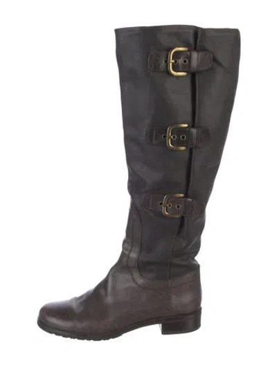 Pre-owned Stuart Weitzman Leather Riding Boots In Brown