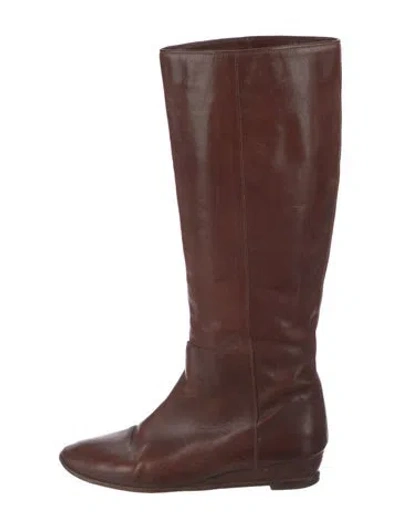 Pre-owned Stuart Weitzman Leather Riding Boots In Brown