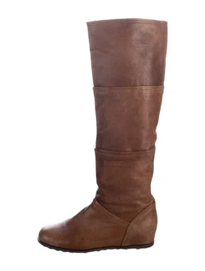Pre-owned Stuart Weitzman Leather Riding Boots In Brown