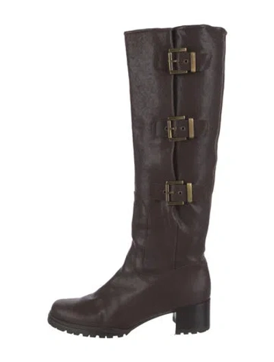 Pre-owned Stuart Weitzman Leather Riding Boots In Brown