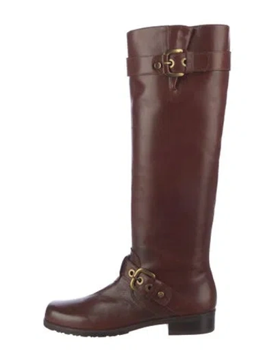 Pre-owned Stuart Weitzman Leather Riding Boots In Brown