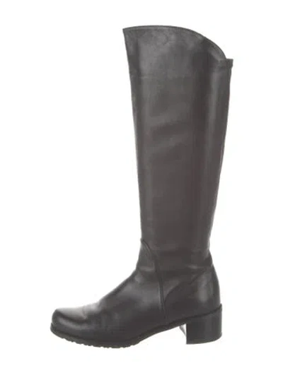 Pre-owned Stuart Weitzman Leather Riding Boots In Gray