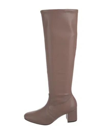 Pre-owned Stuart Weitzman Leather Riding Boots In Neutral
