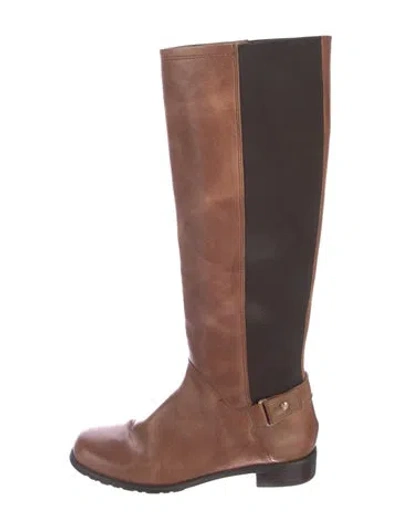 Pre-owned Stuart Weitzman Leather Riding Boots In Neutral