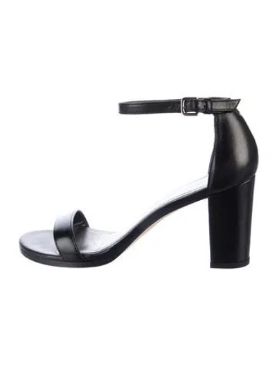 Pre-owned Stuart Weitzman Leather Sandals In Black