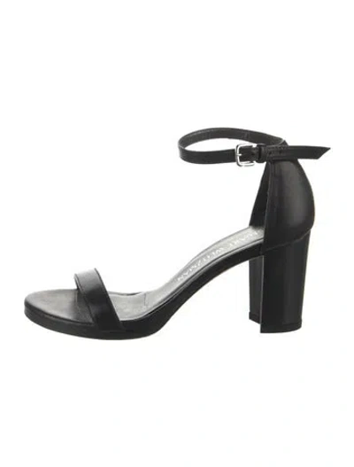 Pre-owned Stuart Weitzman Leather Sandals In Black