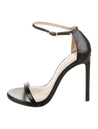 Pre-owned Stuart Weitzman Leather Sandals In Black