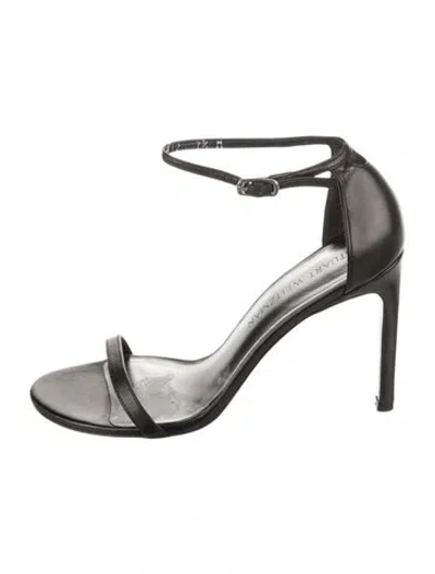 Pre-owned Stuart Weitzman Leather Sandals In Black